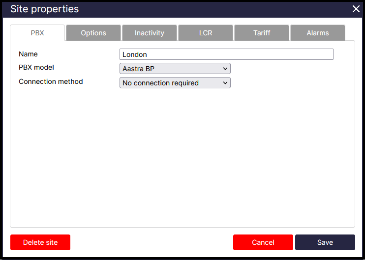 TIM Plus PBX Connection Properties