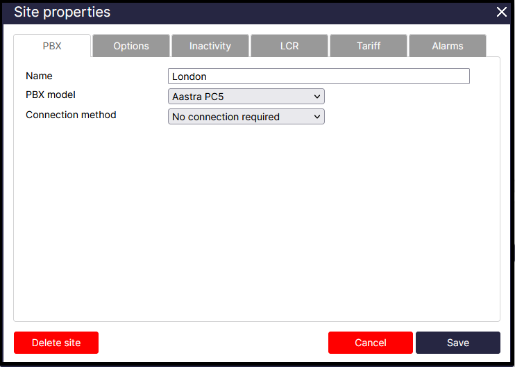 TIM Plus PBX Connection Properties