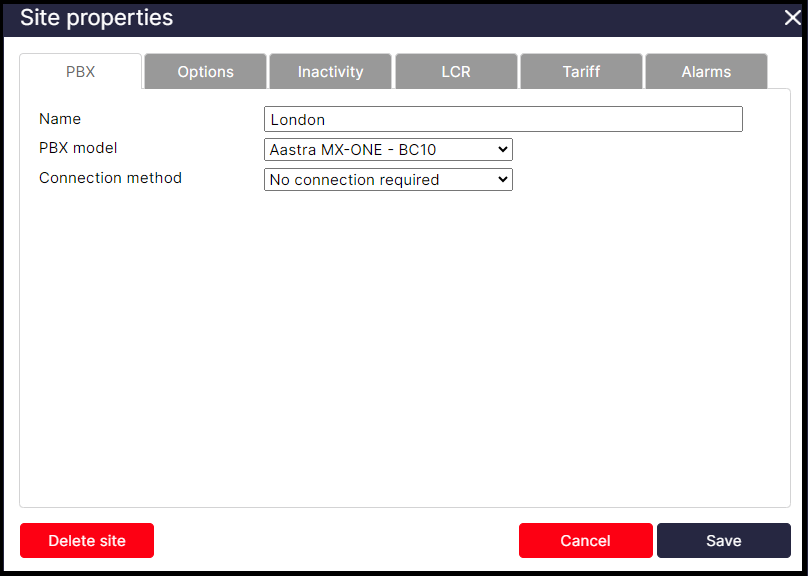 TIM Plus PBX Connection Properties