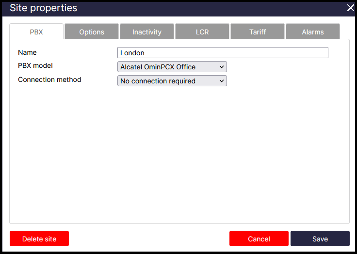 TIM Plus PBX Connection Properties