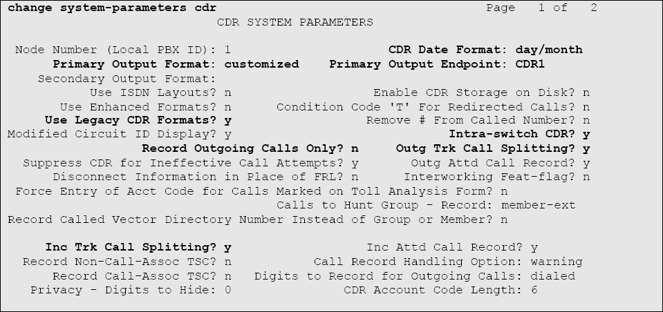 System Perameters Page 1
