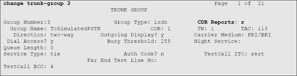 Trunk Group Configuration