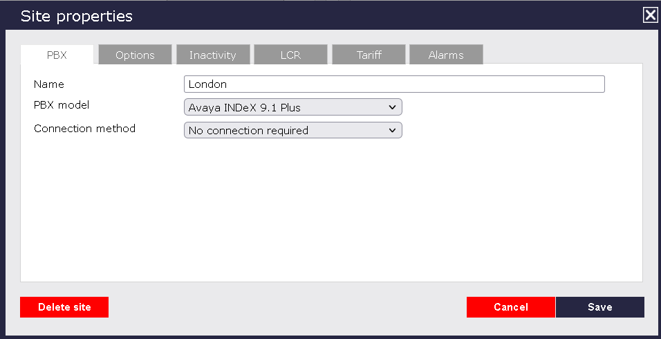 TIM Plus PBX Connection Properties