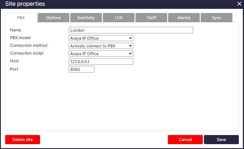 TIM Plus PBX Connection Properties
