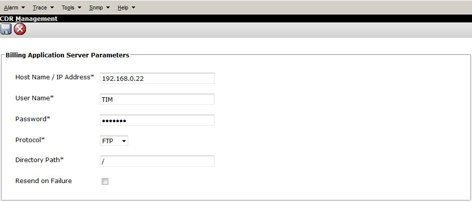 Billing Application Server Parameters