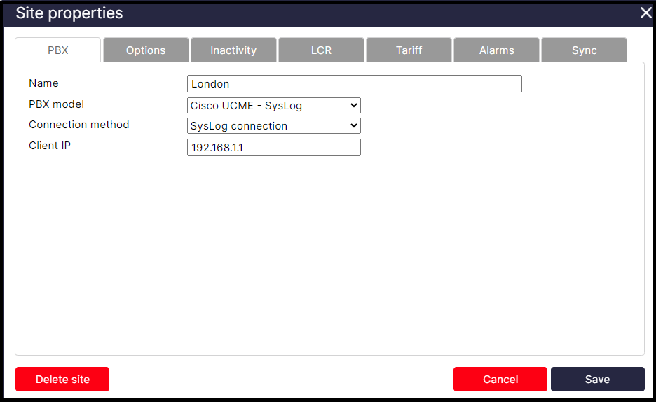 Radius TIM Site Properties