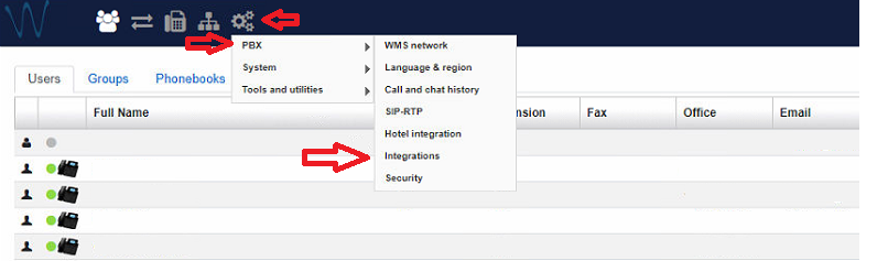Wildix integration screen